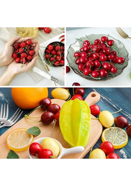 100 Adet Yapay Kiraz 50 Adet Kırmızı Kiraz+50 Adet Kırmızı Siyah Kiraz ile Süslenmiş (Yurt Dışından) modelleri