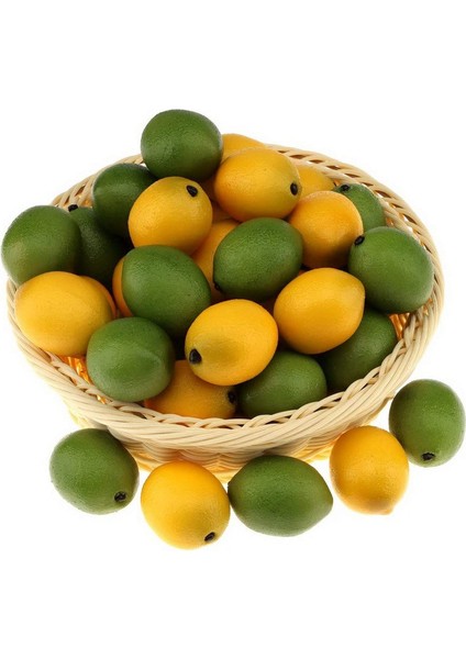 24 Yapay Meyve Limon Dekorasyonu Sarı ve Yeşil 2,2 Inç (Yurt Dışından)