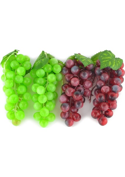 4 Demet Yapay Üzüm Meyve Simülasyon Yapay Üzüm Noel Ev Mutfak Düğün Parti Dekorasyon Yeşil + Mor (Yurt Dışından)