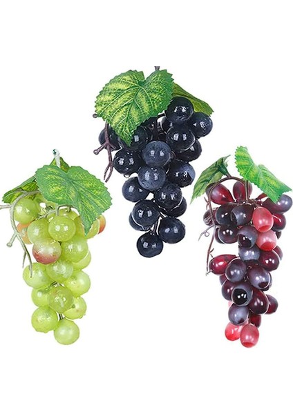 3'lü Simüle Plastik Meyve Üzüm Ipi Dekorasyon Siyah Yeşil Akik (Yurt Dışından)