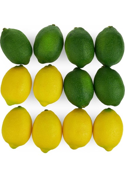 12'li Paket Yapay Limon ve Misket Limonu Masa Dekoru Fotoğraf Sahneleri Sarı+Yeşil (Yurt Dışından)