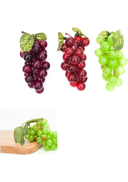 3 Adet Yapay Plastik Üzüm Dekoratif Üzüm Ev Dekorasyonu Için Yapay Meyve Yeşil Kırmızı Mor (Yurt Dışından) modelleri