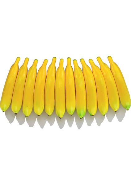 12 Adet Yapay Sarı Muz Simülasyon Yapay Meyve Ev Mutfak Dekorasyon Seti (Yurt Dışından)