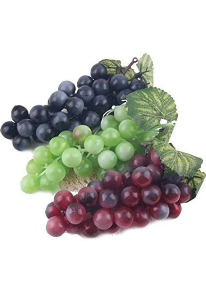 3 Adet Dekoratif Meyveler Yapay Plastik Üzüm Ev Partisi Dekoru Yeşil Siyah Kırmızı (Yurt Dışından)