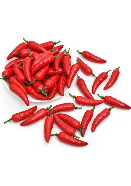 50 Adet Yapay Kırmızı Biber Simülasyon Sıcak Biber Yapay Sebze Modeli Gıda Ev Mutfak Partisi Için Pub Dekorasyon Süs (Yurt Dışından)