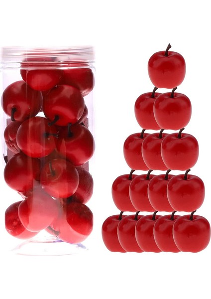 27 Mini Yapay Plastik Kırmızı Elma Dekorasyonu Yalnızca Elma (Yurt Dışından)