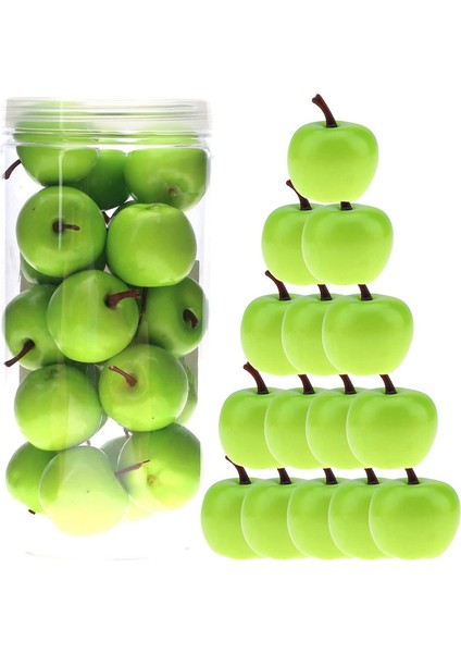 27 Mini Yapay Plastik Yeşil Elma Süslemesi Yalnızca Elma (Yurt Dışından)
