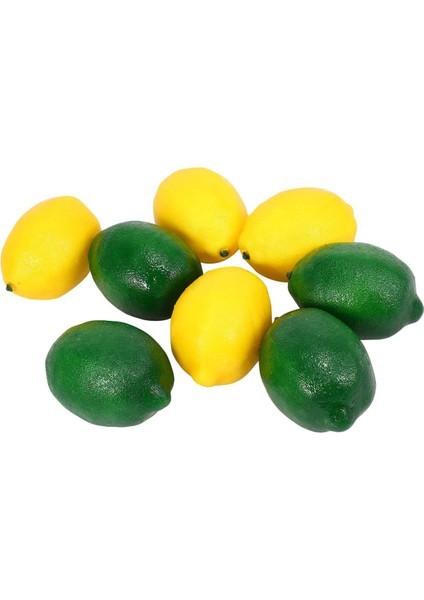 8 Paket Yapay Limon Limes Meyve Ev Mutfak Parti Dekorasyonu Için Sarı + Yeşil (Yurt Dışından)