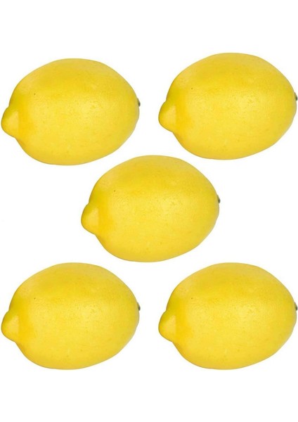 5'li Set Dekoratif Yapay Meyveler Yapay Sarı Limonlar Simüle Edilmiş Meyve ve Sebzeler Sarı 7,5 x 5cm (Yurt Dışından)