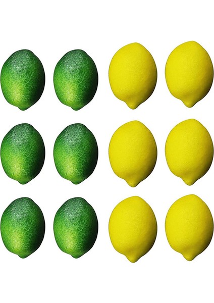12 Adet Yapay Limon ve Misket Limonu Simülasyon Limon Yeşil+Sarı (Yurt Dışından)