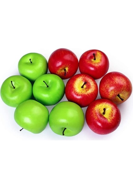 10 Adet Yapay Frutis Elmaları Ev Dekorasyonu Için Simülasyon Elmaları 5 Adet Kırmızı + 5 Adet Yeşil (Yurt Dışından)