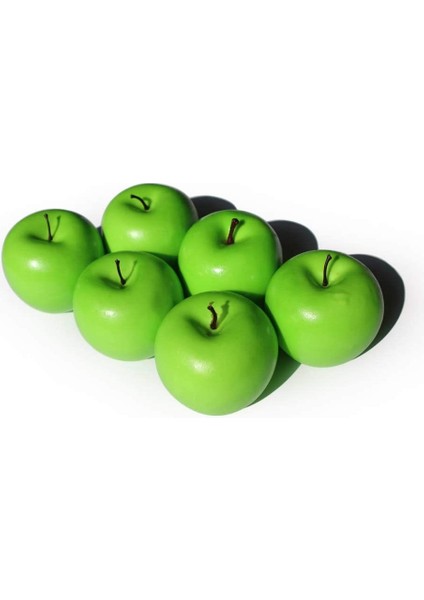 6 Adet Yapay Elma Yapay Frutis Yeşil Elma Normal Boy Elma Yeşil Elma (Yurt Dışından)
