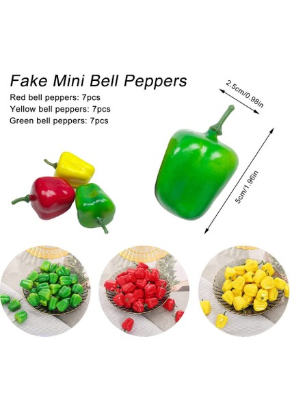 21 Adet Mini Yapay Tatlı Biber Sarı Yeşil Kırmızı Her Renkten 7 Adet (Yurt Dışından) fiyatları