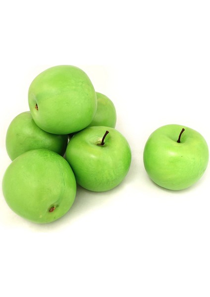 6 Lot Yapay Meyve Dekoru Yeşil Elma 8cm (Yurt Dışından)