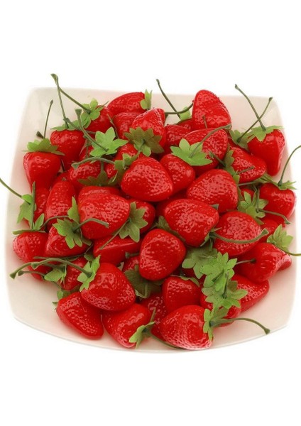 30 Adet Yapay Kırmızı Çilek Dekorasyon Yapay Meyve Ev Partisi Masa Noel Ekran Fotoğraf Sahne 5.5 cm (Yurt Dışından)