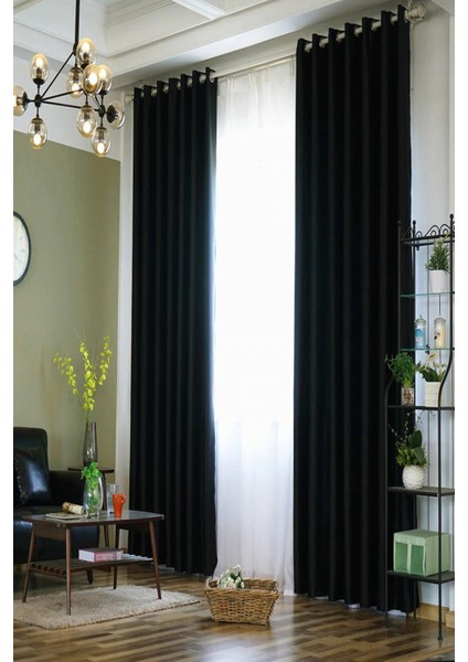 Siyah Rustik Perde Kuşgözü Halkalı Boru Perdesi Halka Dekoring Perde fiyatları