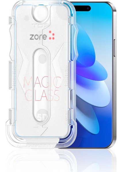 Apple iPhone 13 Pro Zore Kolay Uygulama Aparatlı 5d Magic Glass Cam Ekran Koruyucu