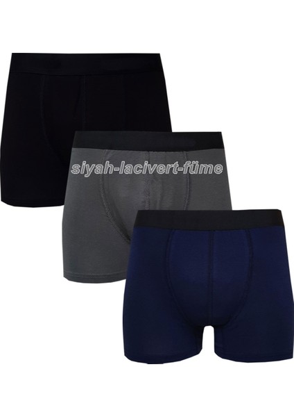 3lü Erkek Likralı Modal Boxer Düz Pamuklu Premium Kaliteli Külot