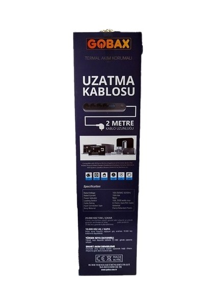 Cep Home Gobax Termal Akım Korumalı Priz ve 3'lü USB Şarj Girişi - 2 Metre Kablolu