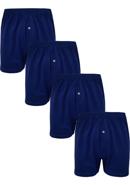4lü Erkek Düğmeli Boxer Ekonomik %100 Pamuklu Paçalı Don