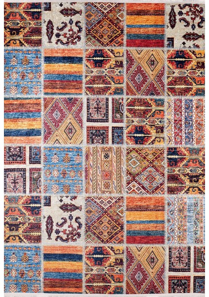 Charlottetown Turuncu Patchwork Dijital Baskı Halı