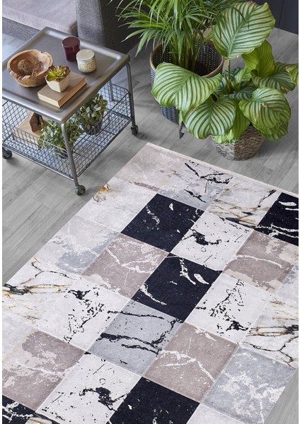 Winnipeg Gri Patchwork Dijital Baskı Halı