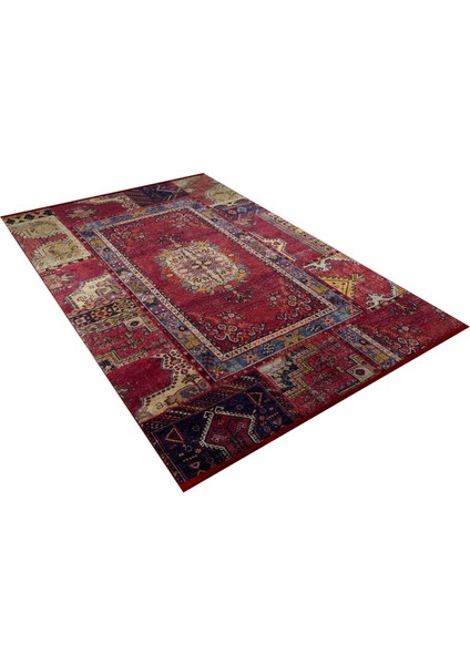 Ferrysburg Kırmızı Patchwork Dijital Baskı Halı