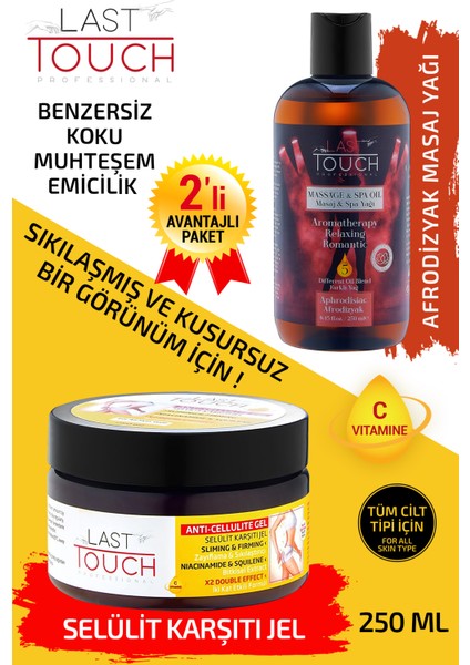 2'li Paket Anti Selülit Jel ve Aromaterapi Masaj Yağı Afrodizyak 250 ml