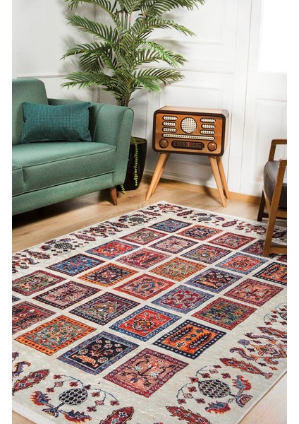 Yukon Bej Patchwork Dijital Baskı Halı