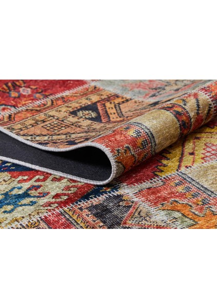 Hudsonville Kırmızı Patchwork Dijital Baskı Halı
