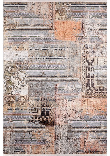 Ontario Kahverengi Patchwork Dijital Baskı Halı