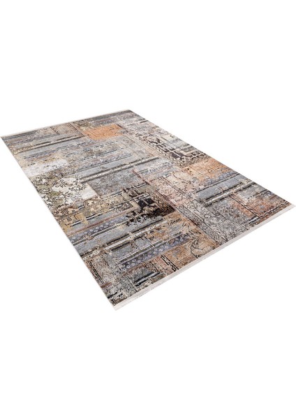 Ontario Kahverengi Patchwork Dijital Baskı Halı