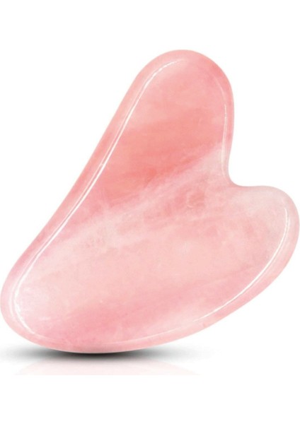 Pembe Kuvars Doğal Taş Kalp Gua Sha Yüz Masaj Taşı