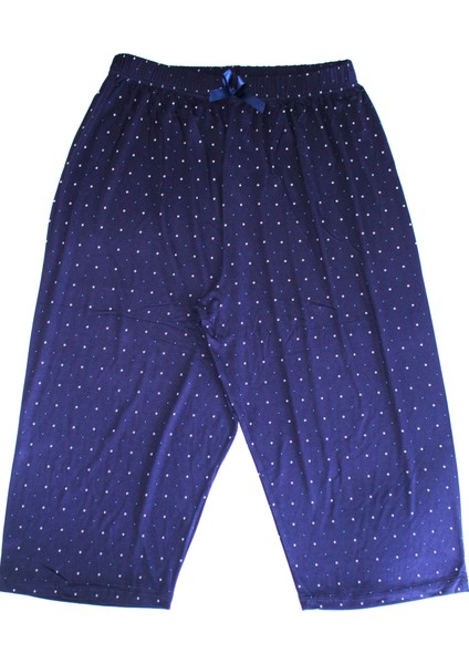 Büyük Beden Pijama Altı Kapri Modal Kumaş Modern Kaliteli Estetik Lacivert Desenli fiyatları