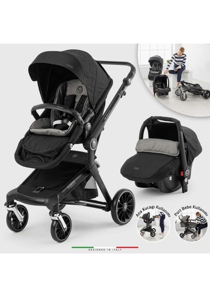 Allroad 3 Travel Sistem Bebek Arabası Silver Siyah