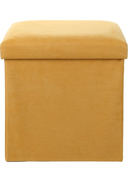 Süet Kumaş Puf Fonksiyonlu Saklama Kutusu 33CM - Sarı fırsatları