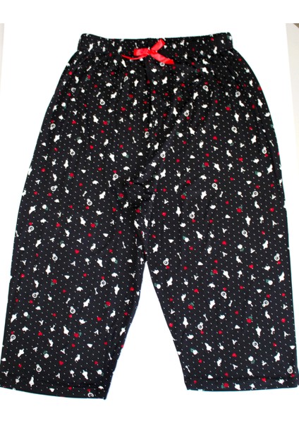 Büyük Beden Pijama Altı Kapri Modal Kumaş Modern Kaliteli Estetik Siyah Desenli fiyatları