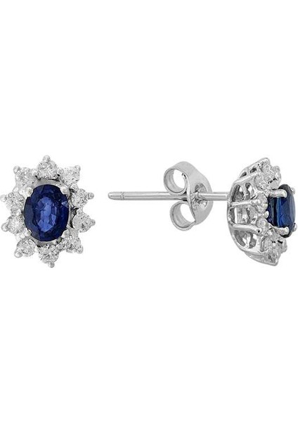 Pırlanta ve Oval Safir Taşlı Anturaj Küpe 0417E0008