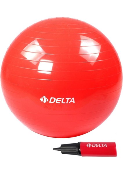 55 cm Kırmızı Deluxe Pilates Topu Ve Çift Yönlü Pompa Seti