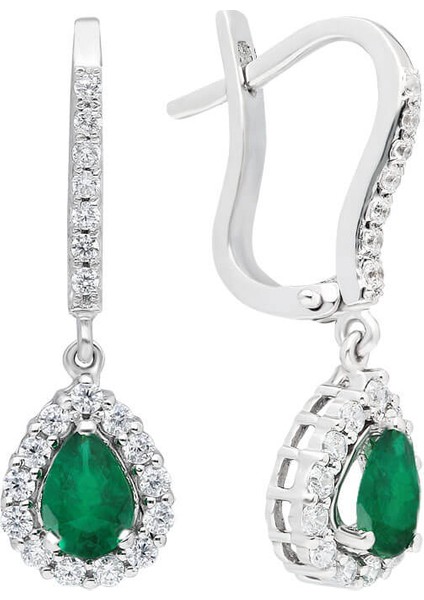 Pırlanta ve Damla Zümrüt Taşlı Küpe 0417E0012