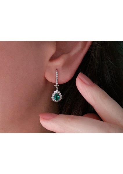 Pırlanta ve Damla Zümrüt Taşlı Küpe 0417E0012 modelleri