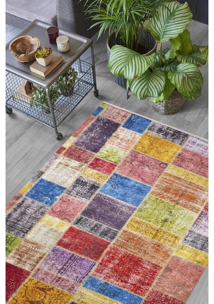 Zeeland Pembe Patchwork Dijital Baskı Halı
