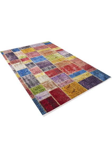 Zeeland Pembe Patchwork Dijital Baskı Halı