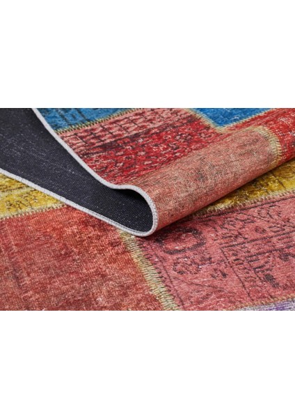 Zeeland Pembe Patchwork Dijital Baskı Halı