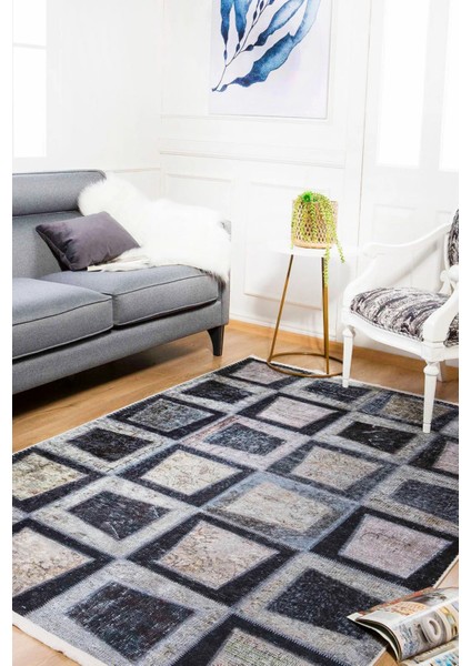Şanghay Antrasit Patchwork Dijital Baskı Halı
