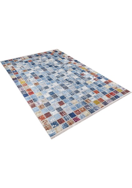 Tientsin Mavi Patchwork Dijital Baskı Halı