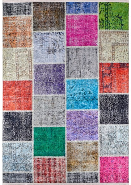 Xian Pembe Patchwork Dijital Baskı Halı