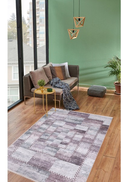 Nankin Mor Patchwork Dijital Baskı Halı