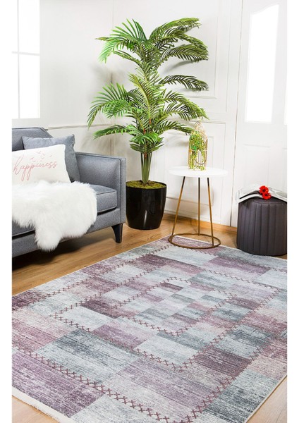 Nankin Mor Patchwork Dijital Baskı Halı
