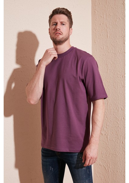 Pamuklu Oversize Bisiklet Yaka Basic T Shirt Erkek T Shirt 5902365